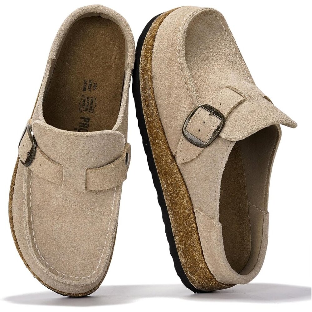 〽️Women's Moccasin-Style Clogs Mules Stone Suede Closed Toe Slip-on Shoes